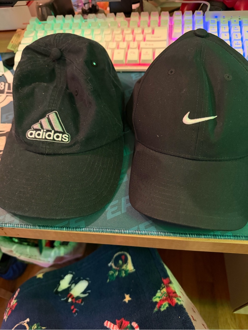Nike and Adidas black baseball caps
